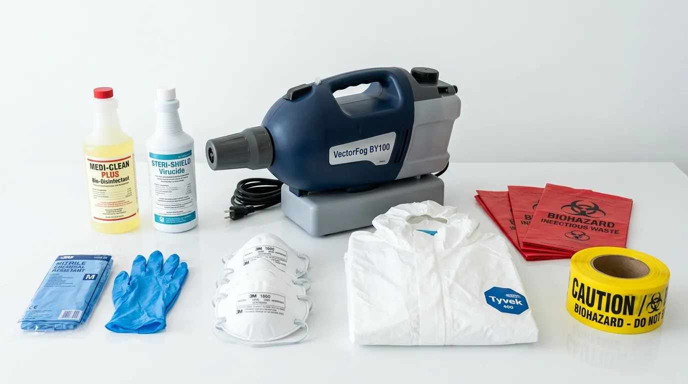 Professional biohazard remediation crew working in Stow